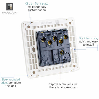 Trendi Switch Screwless 10 Amp Triple Pole Fan Isolator Switch in Matt White - ART-FIMWH
