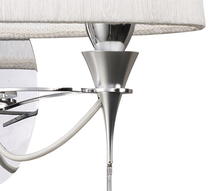 Mantra Lucca Wall Light Switched 2 Light E27, Polished Chrome with White Shade & Clear Crystal