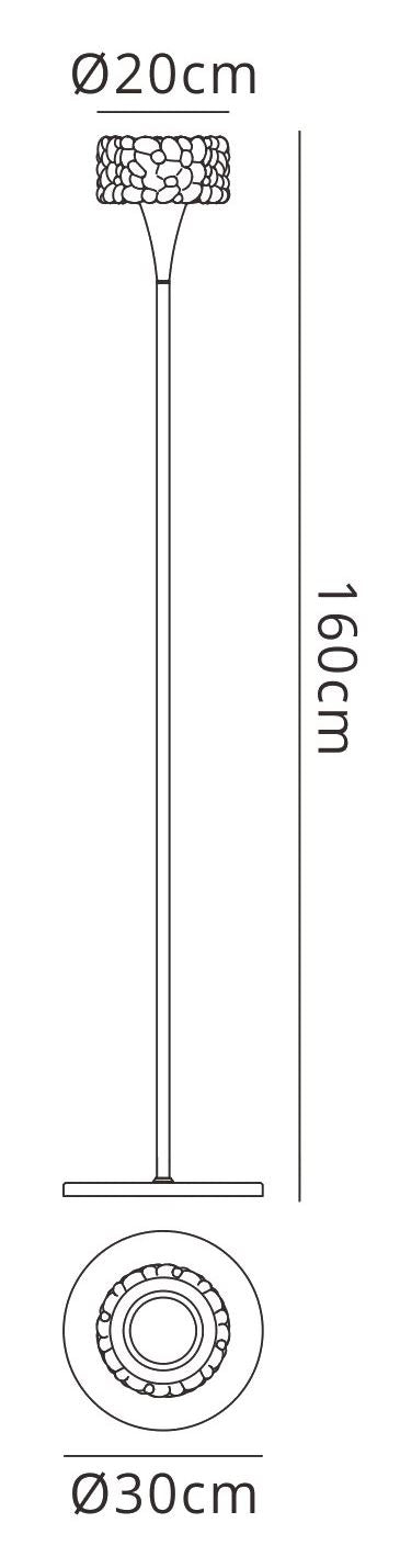 Mantra M3939 O2 Floor Lamp 1 Light E27, Polished Chrome
