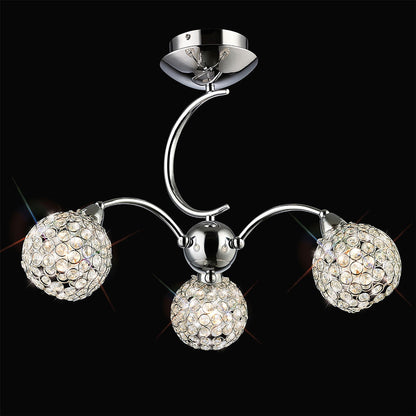 Diyas Escado 56cm Semi Flush 3 Light E14 Polished Chrome/Crystal