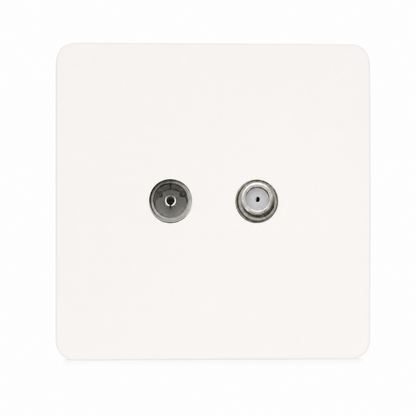 Trendi Switch Matt White TV Coaxial & F-Type Satellite Socket - Screwless