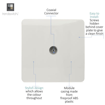 Trendi Artistic Modern Glossy Tactile TV Socket White ART-TVSWH