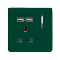 Trendi 1 Gang Artistic Modern Glossy 13 Amp 2x2.1mA USB Switched Tactile Dark Green