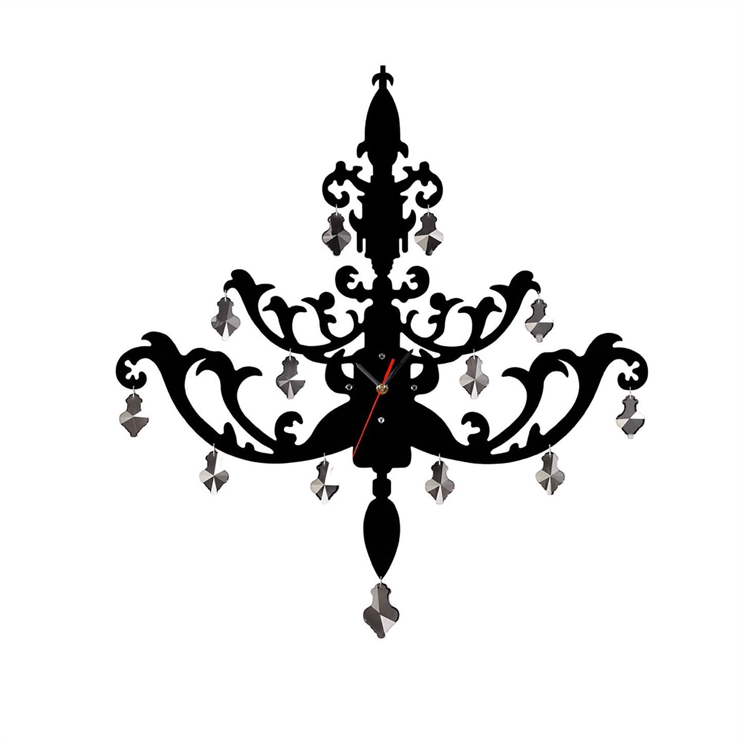 Diyas Home (DH) Infinity Chandelier Clock Black/Smoked Crystal/Clear Crystal