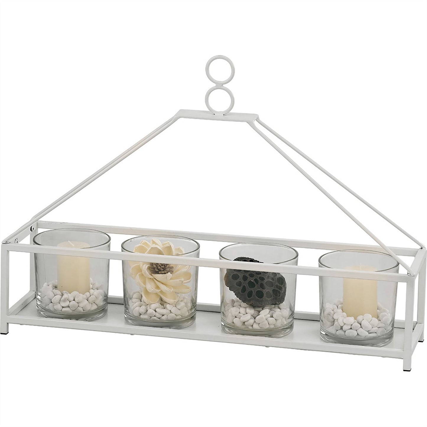 Diyas Home (DH) Athena 5 Candle Holder Medium White/Clear Glass Art