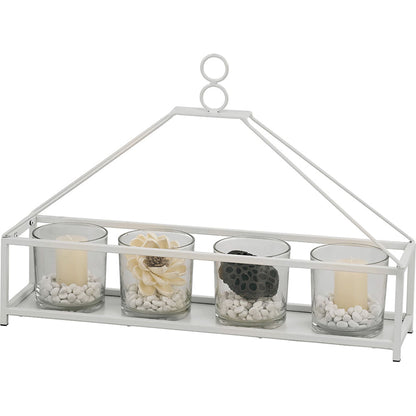 Diyas Home (DH) Athena 5 Candle Holder Medium White/Clear Glass Art