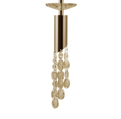 Mantra Tiffany 60cm Pendant 5+5 Light E27+G9 Spiral, French Gold with Cream Shades & Clear Crystal