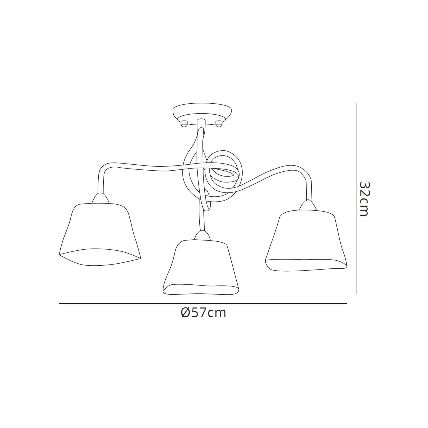 Mantra (0039 003) Tentacle 57cm Ceiling 3 Light E14, Rustic Gold