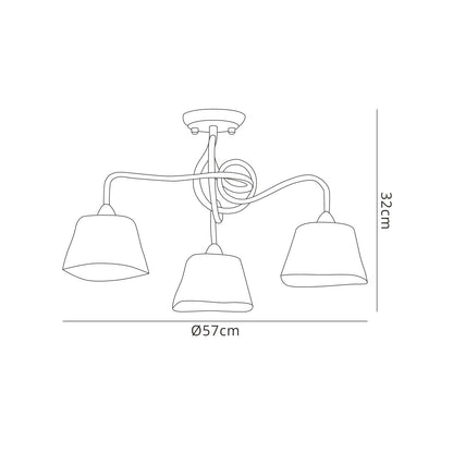 Mantra (0039 003) Tentacle 57cm Ceiling 3 Light E14, Rustic Gold