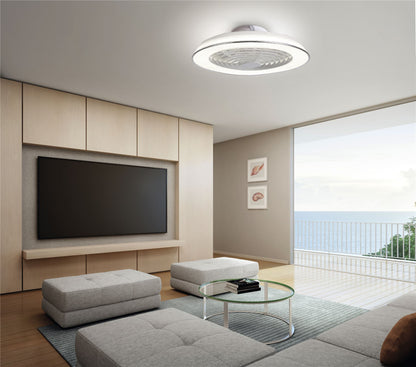 Samoa 60cm 70W LED Dimmable Ceiling Light With Built-In 35W DC Reversible Fan, White Finish c/w Remote Control, 5900lm