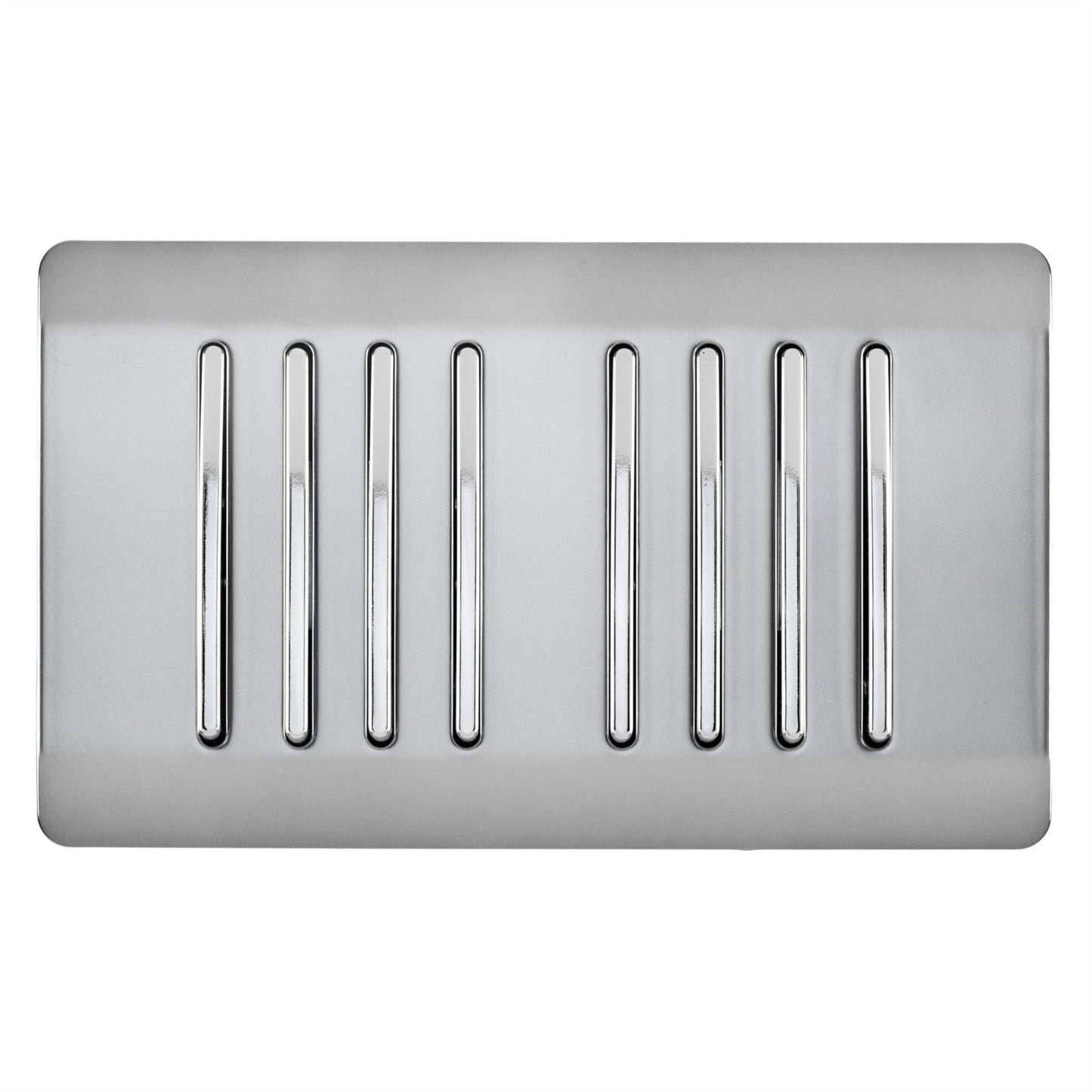 Trendi Artistic Modern Glossy 8 Gang 2 Way Rocker Double Plate Light Switch in Stainless Steel