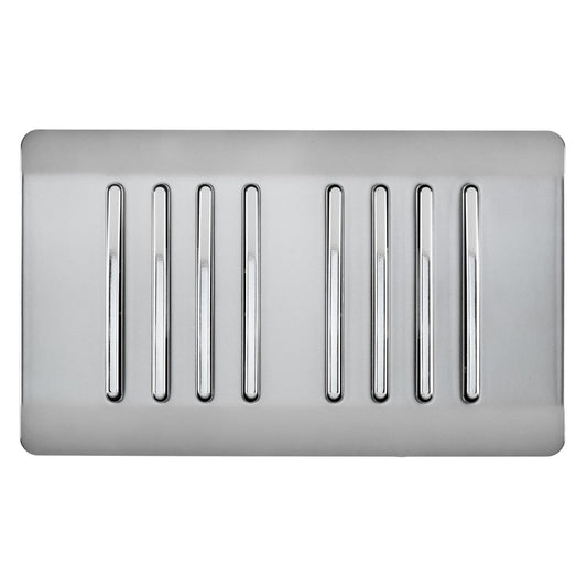Trendi Artistic Modern Glossy 8 Gang 2 Way Rocker Double Plate Light Switch in Stainless Steel