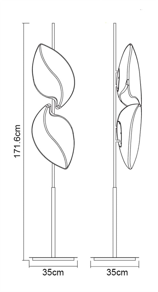 Mantra Natura Floor Lamp 4 Light E27 Indoor, Polished Chrome/Opal White