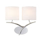 Mantra Eve Wall Light Switched 2 Light E27, Polished Chrome with White Oval Shades