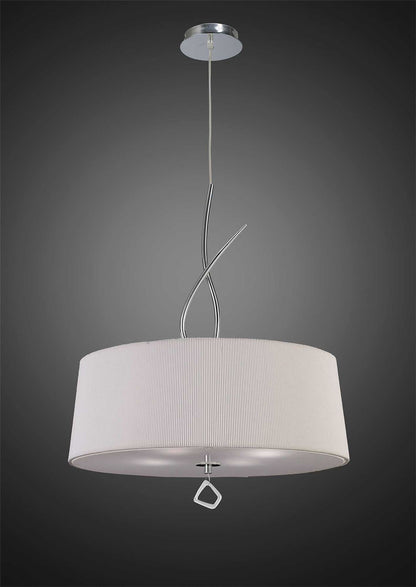 Mantra M1644 Mara Pendant 4 Light E27 Round, Polished Chrome with Ivory White Shade