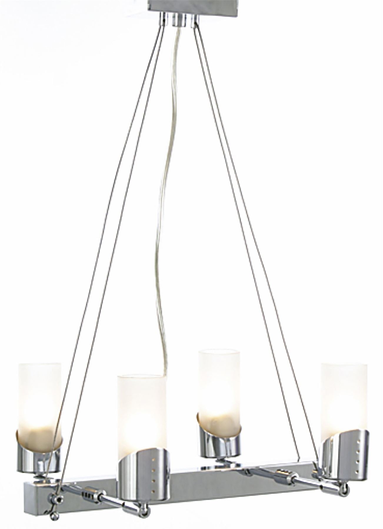 Diyas Kopus Rectangular  On Cable 4 Light G9 Polished Chrome/Frosted Glass Ceiling Pendant Light Fitting