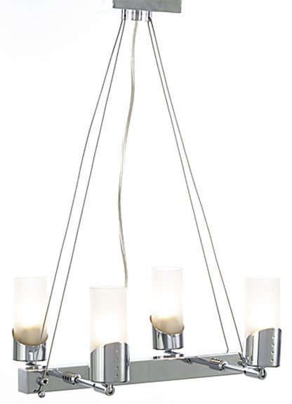 Diyas Kopus Rectangular  On Cable 4 Light G9 Polished Chrome/Frosted Glass Ceiling Pendant Light Fitting