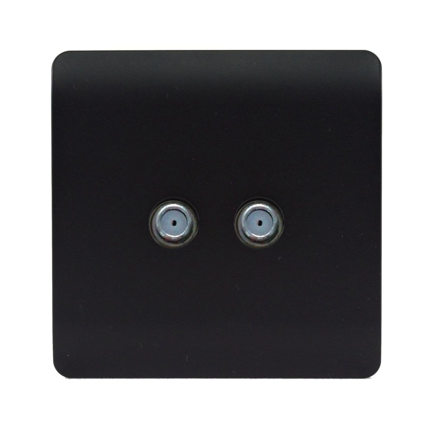 Trendi Switch 2 Gang Male F-Type Satellite Television Socket in Matt Black