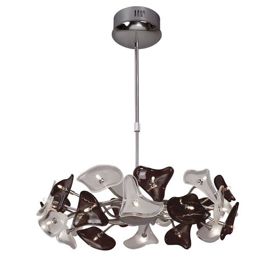 Mantra Otto 65cm Pendant 24 Light G4 Ring, Polished Chrome/Frosted Glass/Black Glass, NOT LED/CFL Compatible