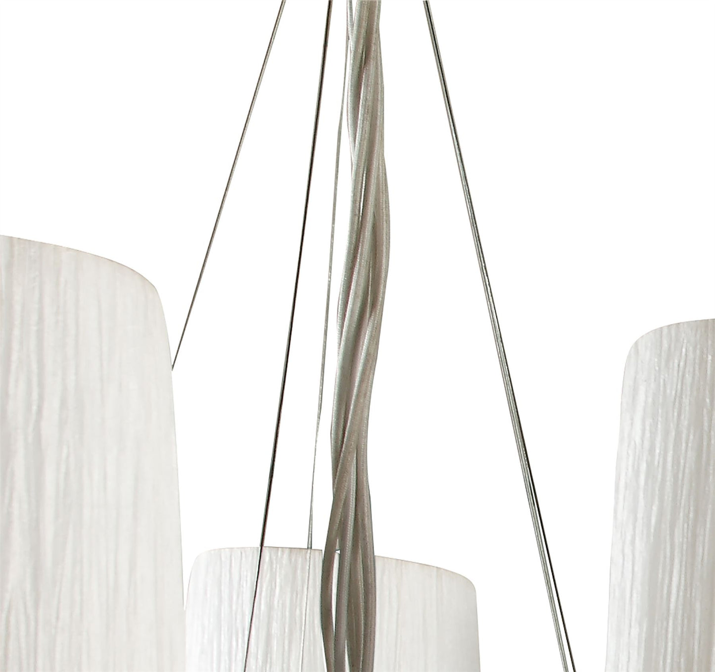 Mantra Lucca 70cm Pendant 5 Light E27, Polished Chrome with White Shades & Clear Crystal