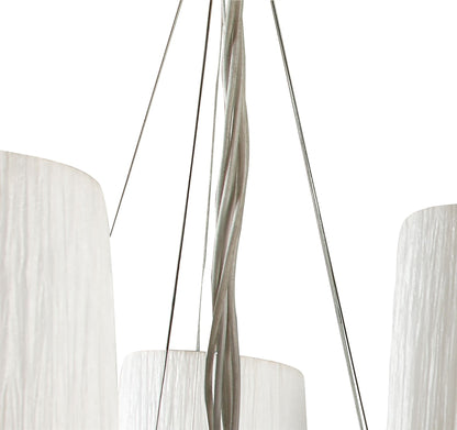 Mantra Lucca 70cm Pendant 5 Light E27, Polished Chrome with White Shades & Clear Crystal