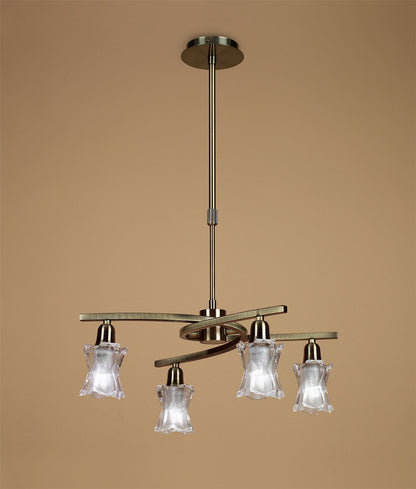 Mantra Alaska GU10 49cm Pendant Convertible To Semi Flush 4 Light L1/SGU10, Antique Brass, CFL Lamps INCLUDED