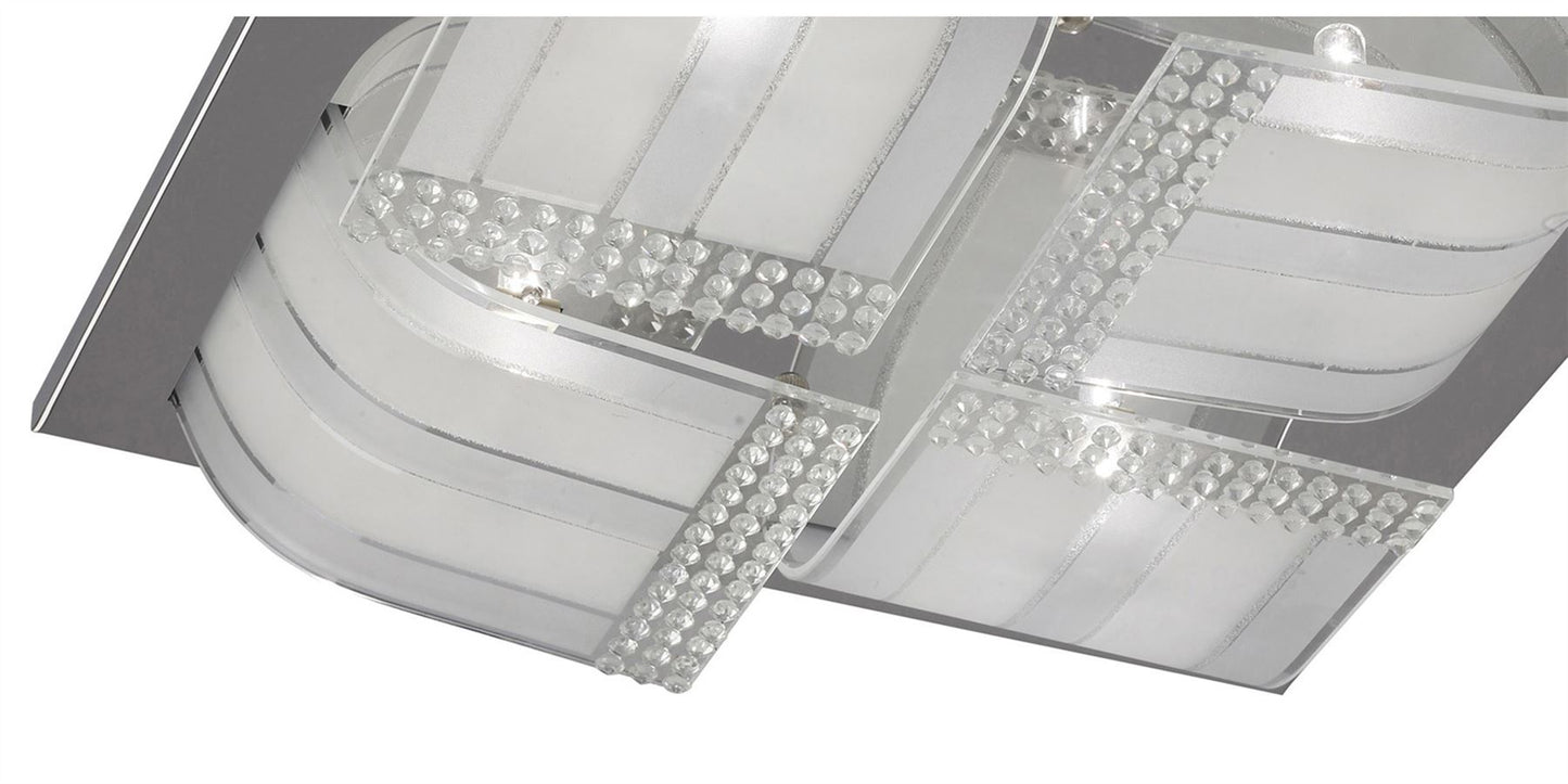 Diyas Charis Square Flush  Large 4 Light G9 Polished Chrome/Glass/Crystal Ceiling Light Fitting