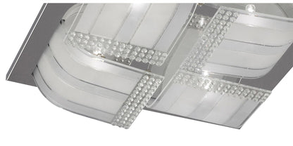 Diyas Charis Square Flush  Large 4 Light G9 Polished Chrome/Glass/Crystal Ceiling Light Fitting