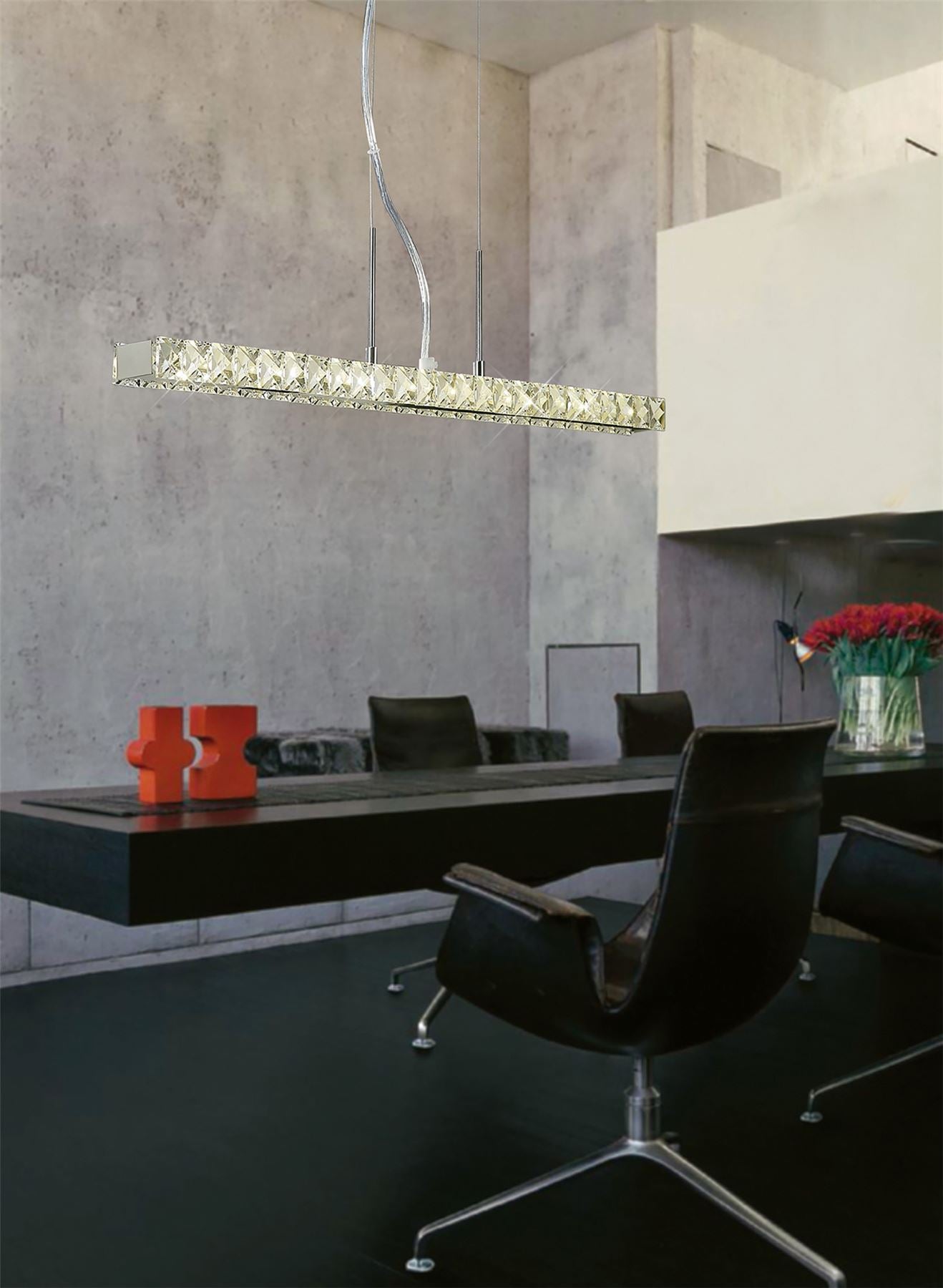 Diyas Galaxy  Linear 12W LED 4000K Polished Chrome/Crystal Ceiling Pendant Light Fitting