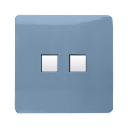 Trendi Switch 2 Gang RJ45 Cat 6 Modern Designer PC Ethernet Socket in Sky
