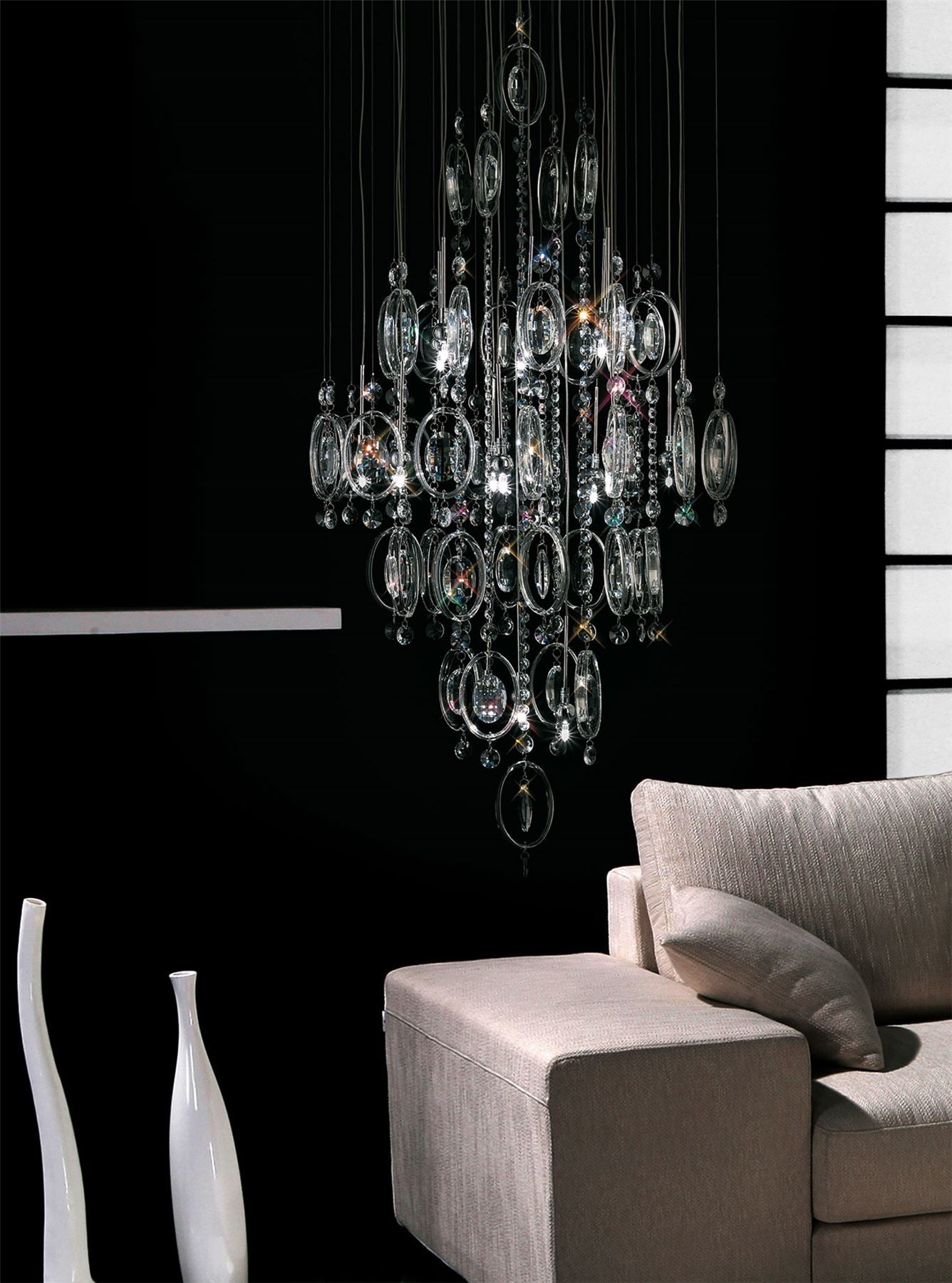 Diyas Solana 58cm  18 Light G4 Polished Chrome/Crystal, NOT LED/CFL Compatible Ceiling Pendant Light Fitting