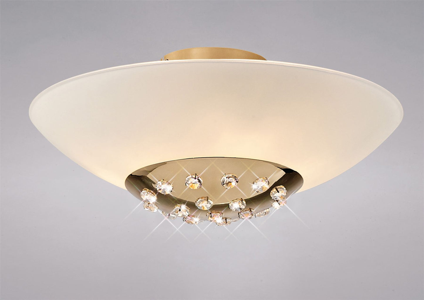 Diyas Amada 45cm Flush  6 Light G9, French Gold/Opal White Glass Ceiling Light Fitting