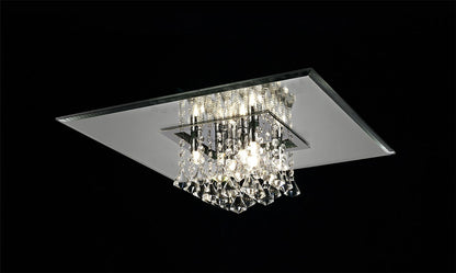 Diyas Starda Flush  Square 8 Light G9 Chrome/Crystal Ceiling Light Fitting