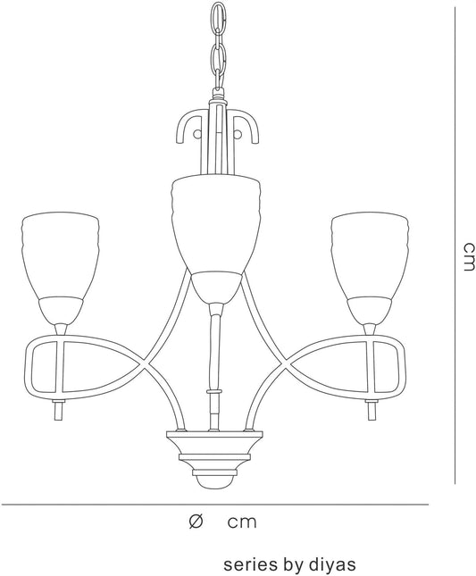 Diyas San Marino 40cm  4 Light E14 Tex/Pewter/Frosted Glass Ceiling Pendant Light Fitting