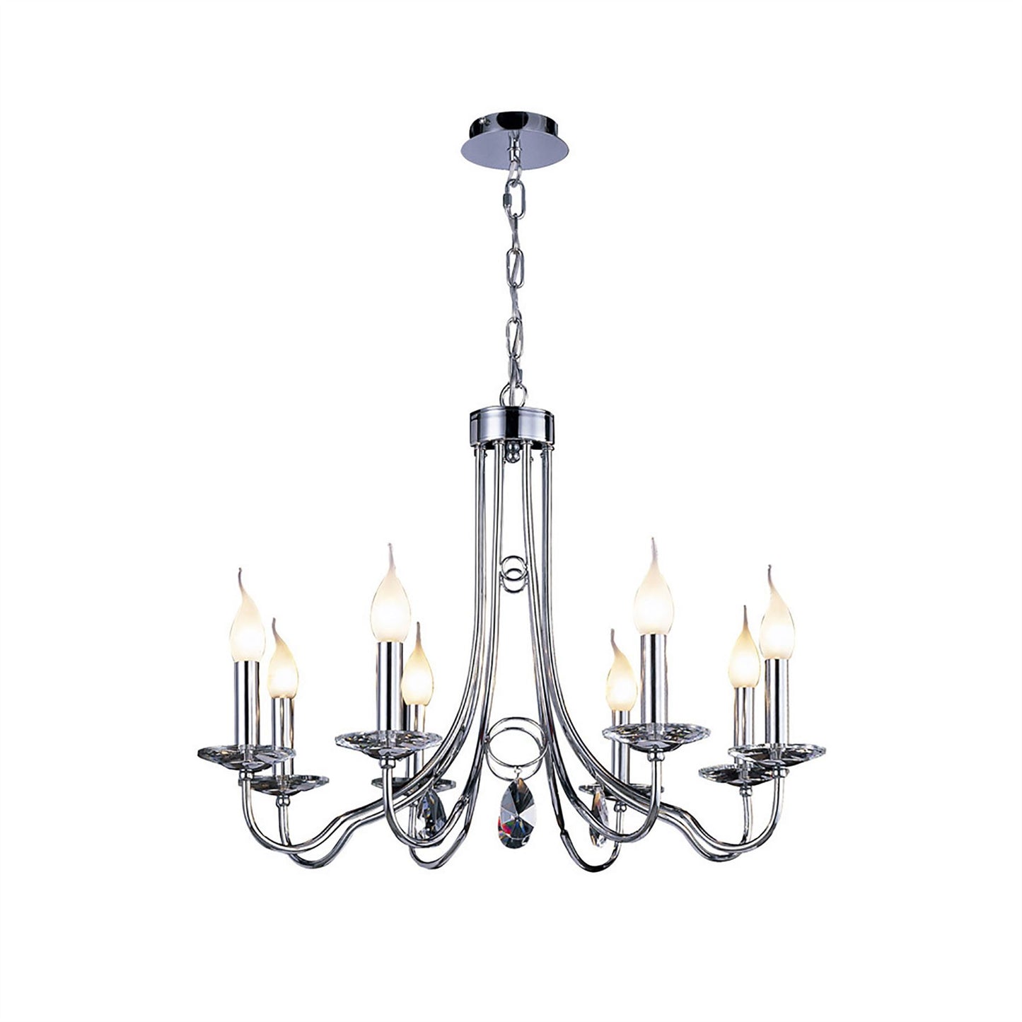 Diyas Danya 69cm  Round 8 Light E14 Polished Chrome/Crystal Ceiling Pendant Light Fitting