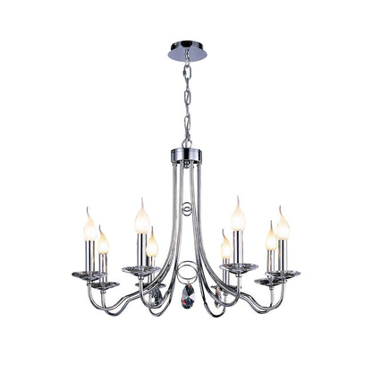 Diyas Danya 69cm  Round 8 Light E14 Polished Chrome/Crystal Ceiling Pendant Light Fitting