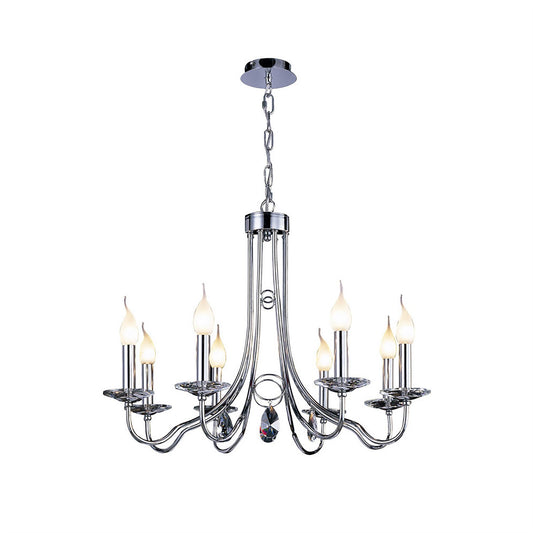 Diyas Danya 69cm  Round 8 Light E14 Polished Chrome/Crystal Ceiling Pendant Light Fitting