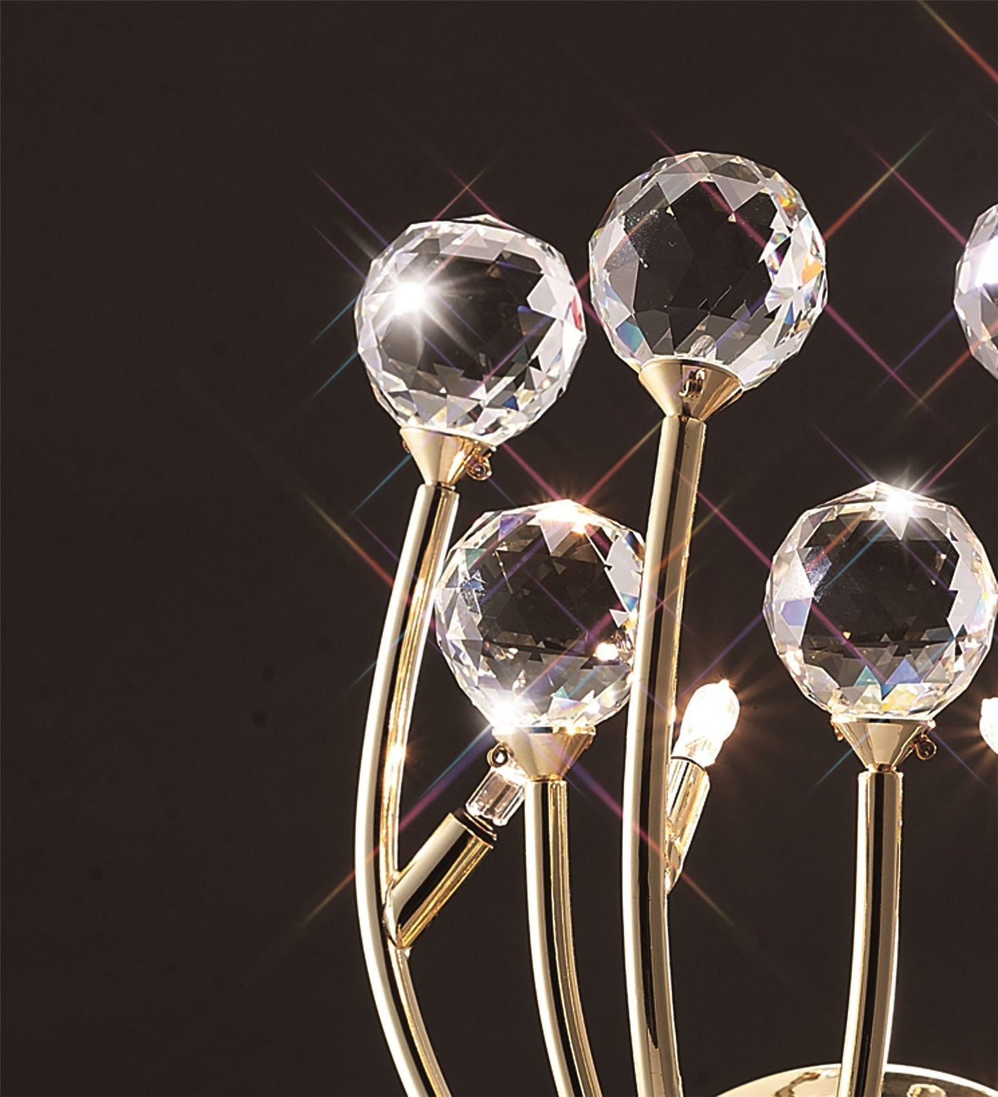 Diyas Xeena Wall Light Switched 3 Light G4 French Gold/Crystal, NOT LED/CFL Compatible