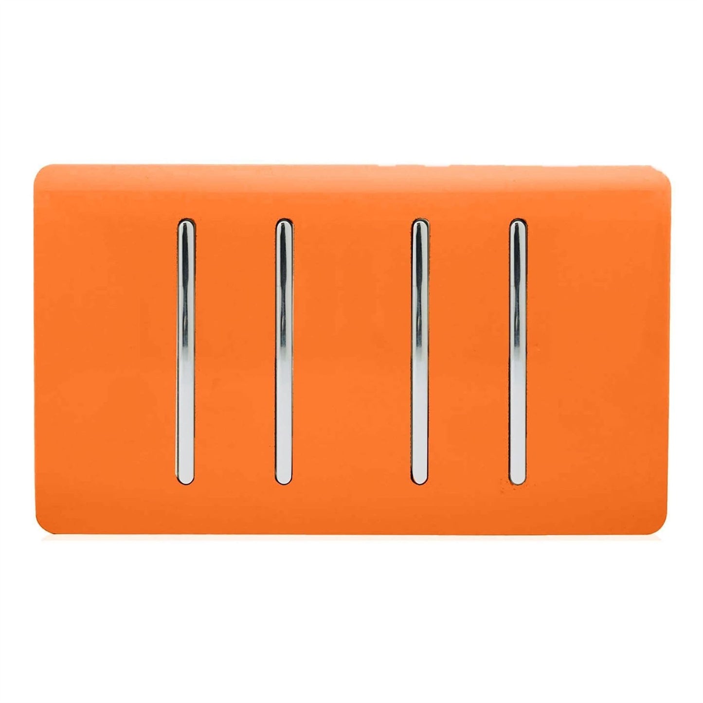 Trendi 4 Gang 3 Way Intermediate Artistic Modern Glossy 10 Amp Rocker Light Switch Orange