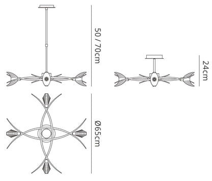 Mantra M1453 Eclipse Telescopic Semi Flush Convertible 4 Light G9, Polished Chrome