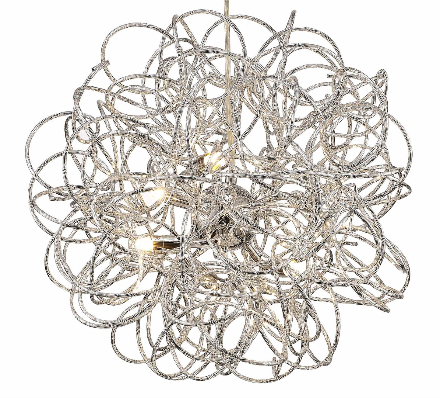 Deco Cassidy Pendant Round Interwinding Aluminium 6 Light G9 Silver/Chrome