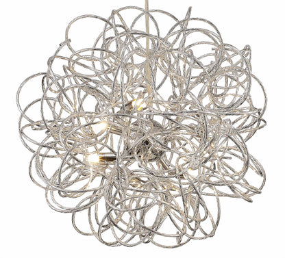 Deco Cassidy Pendant Round Interwinding Aluminium 6 Light G9 Silver/Chrome