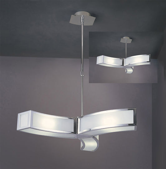 Mantra Duna GU10 62cm Pendant 3 Light L1/SGU10, Polished Chrome/White Acrylic, CFL Lamps INCLUDED
