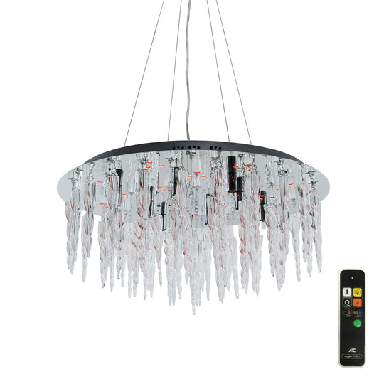 Diyas Tropez 65cm Flat  8 Lightwith RGB LEDs and Remote Control Polished Chrome/Glass Ceiling Pendant Light Fitting