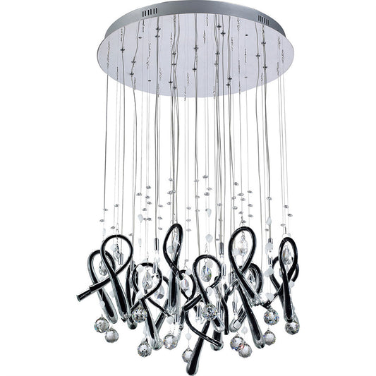 Diyas Class 60cm  Round 20 Light G4 Polished Chrome/Black Glass/Crystal, NOT LED/CFL Compatible Ceiling Pendant Light Fitting