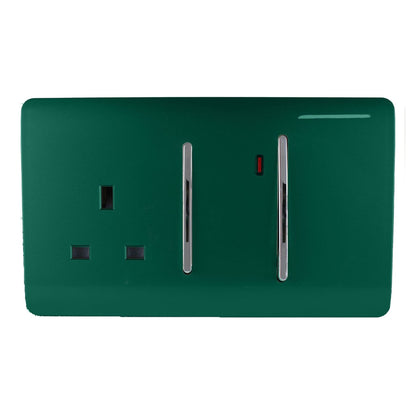 Trendi Artistic Modern Glossy 45 A Cooker Switch & Plug Socket Inc Neon Insert Dark Green