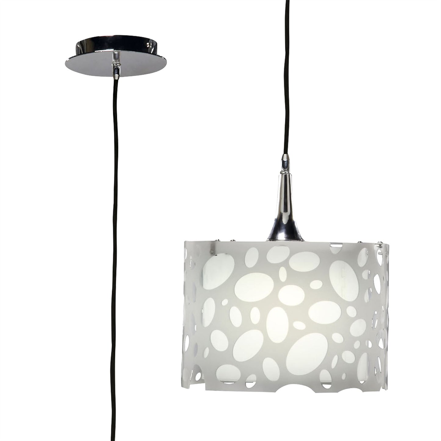 Mantra Lupin 25cm Pendant 1 Light E27, Gloss White/White Acrylic/Polished Chrome, CFL Lamps INCLUDED