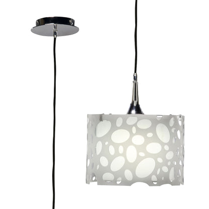 Mantra Lupin 25cm Pendant 1 Light E27, Gloss White/White Acrylic/Polished Chrome, CFL Lamps INCLUDED