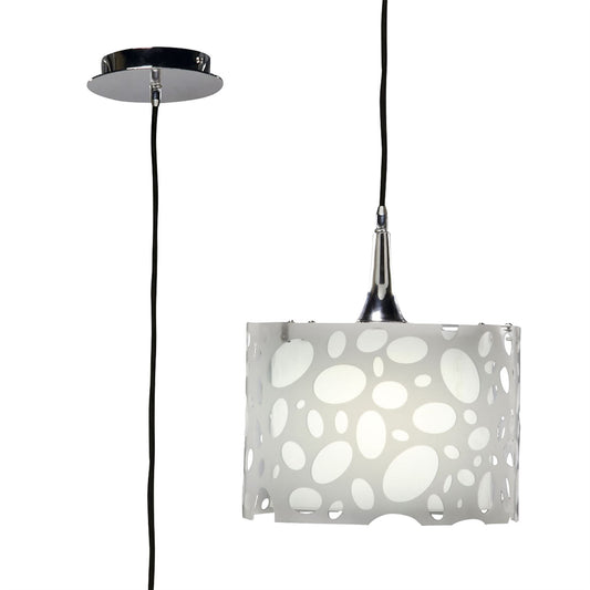 Mantra Lupin 25cm Pendant 1 Light E27, Gloss White/White Acrylic/Polished Chrome, CFL Lamps INCLUDED