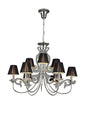 Mantra Acanto 84cm Pendant Round 9 Light E14, Polished Chrome with Black Shades